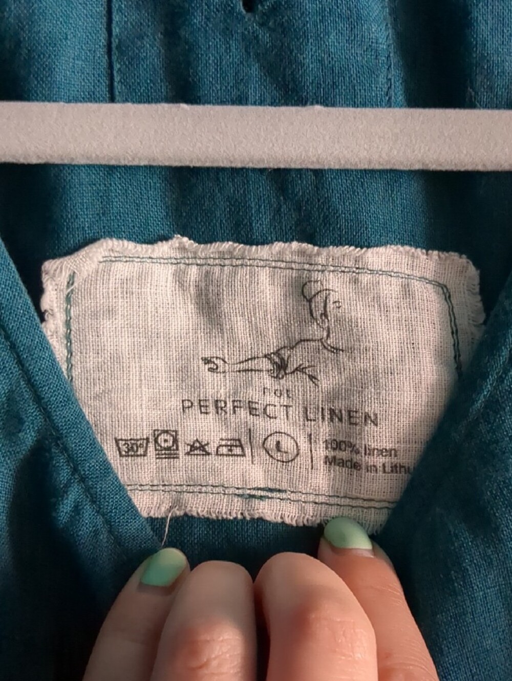 notPERFECTLINEN 100% Linen Cap Sleeve Ruffle Yoke Blouse - Teal Green - Picture 2 of 8